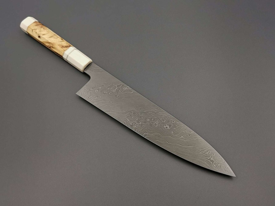 Knives * | Low Price Shoichi Hashimoto Blue #2 + White #2 Coreless Gyuto 240 With Custom Handle