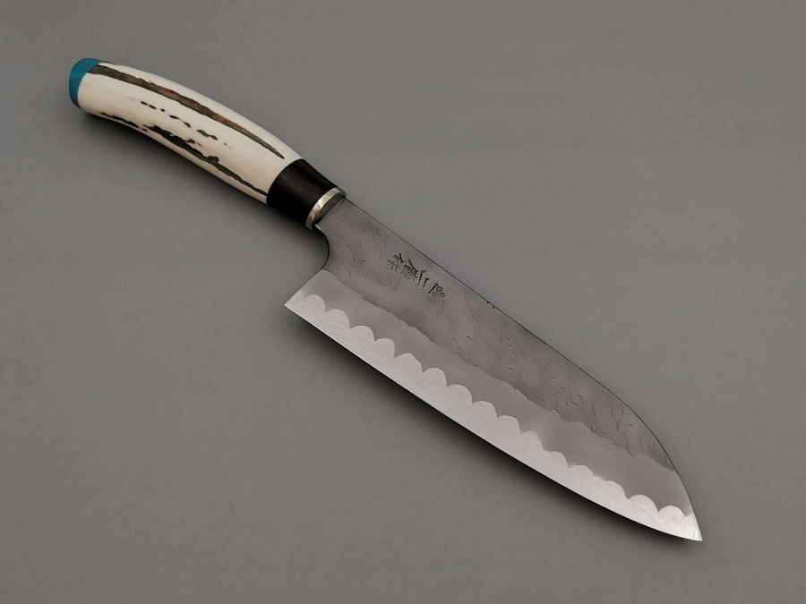 Knives * | Hot Selling Nigara Hamono As Santoku With Stag Horn Handle