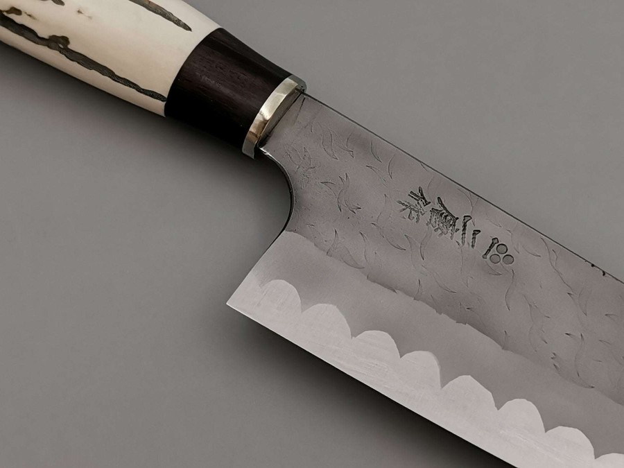 Knives * | Hot Selling Nigara Hamono As Santoku With Stag Horn Handle