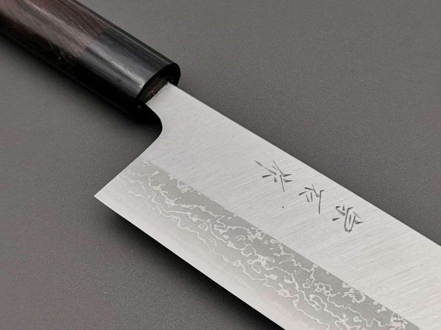 Knives * | Fashionable Muneishi Aogami Stainless Clad Damascus Nakiri