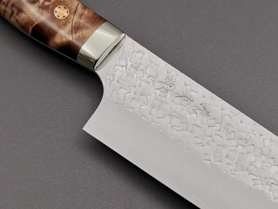 Knives * | Top Selling Yoshimi Kato Sg2 Tsuchime Bunka With Maplewood Handle