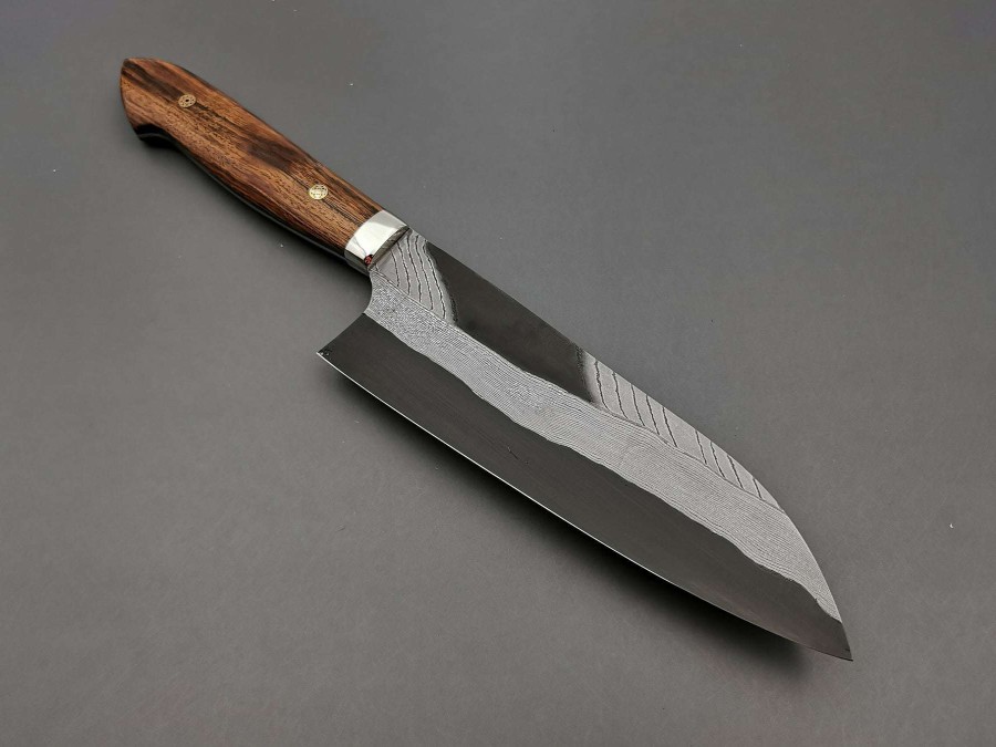 Knives * | Discounts Nigara Hamono Anmon Blue #2 Santoku