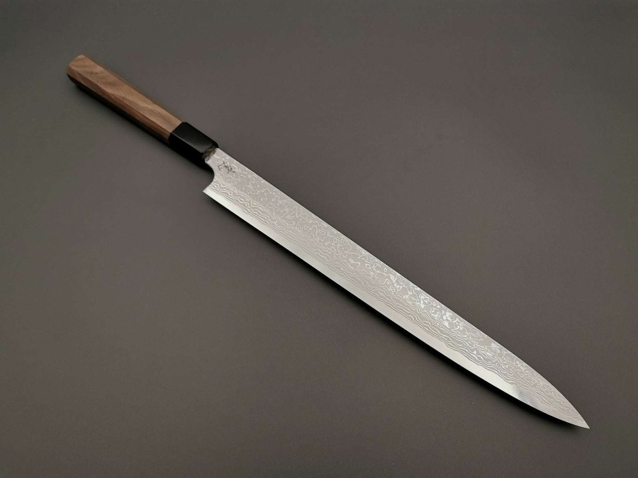 Knives * | Closeout Sale Yauji Yoshihiro Blue #2 Damascus Yanagiba 330Mm