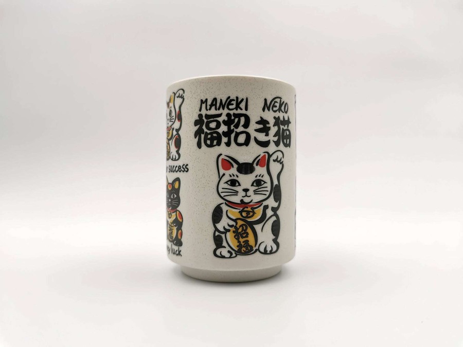 Houseware * | Lower Prices Mino Ware Sushi Yunomi Chawan Tea Cup Fukumanekineko Cat