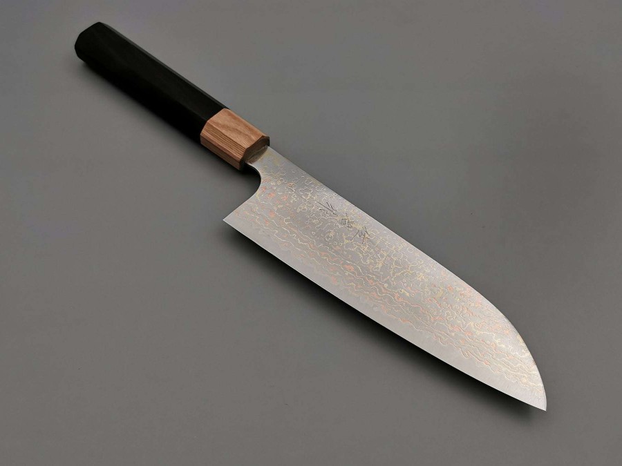 Knives * | Online Store Takeshi Saji Vg10 Rainbow Damascus Santoku