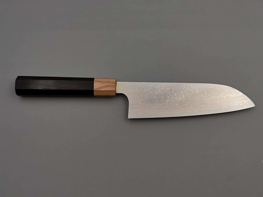 Knives * | Online Store Takeshi Saji Vg10 Rainbow Damascus Santoku