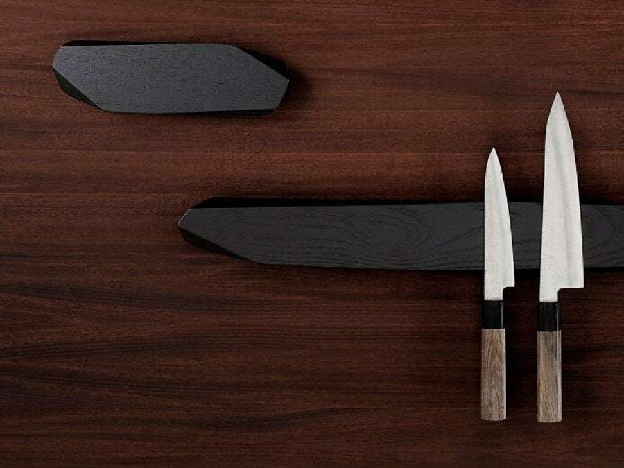 Accessories * | Discount Store Noyer Handmade Walnut Knife Rack Black Finish