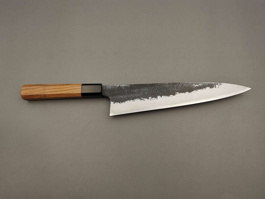 Knives * | Closeout Sale Naoki Mazaki White #2 Kurouchi Nashiji Gyuto 240Mm