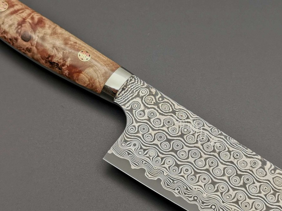 Knives * | Online Store Nigara Hamono Sg2 Damascus Santoku With Maplewood Handle