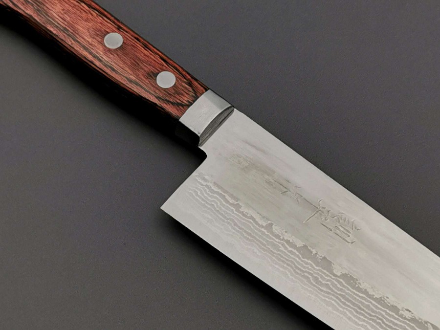 Knives * | Unique Masutani Hamono V1 Migaki Damascus Santoku