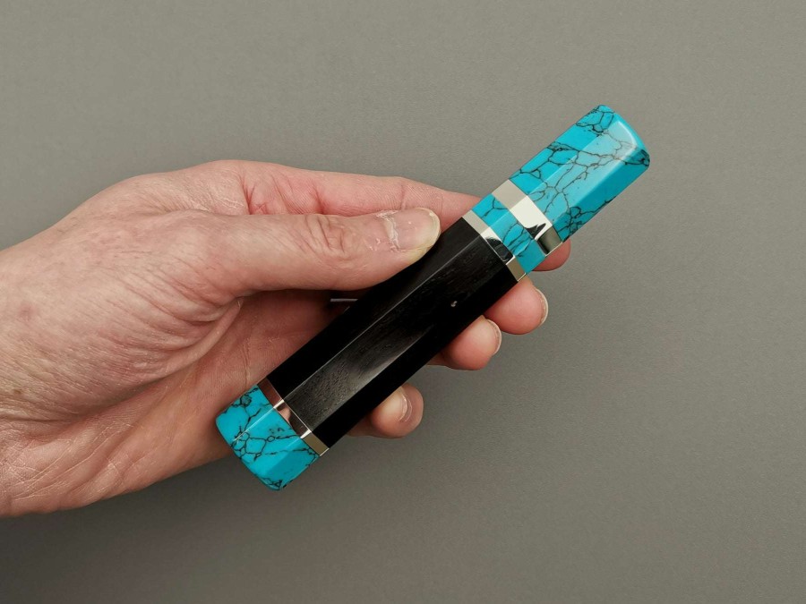 Accessories * | Low Price Ebony Handle With Double Turquoise Bolster