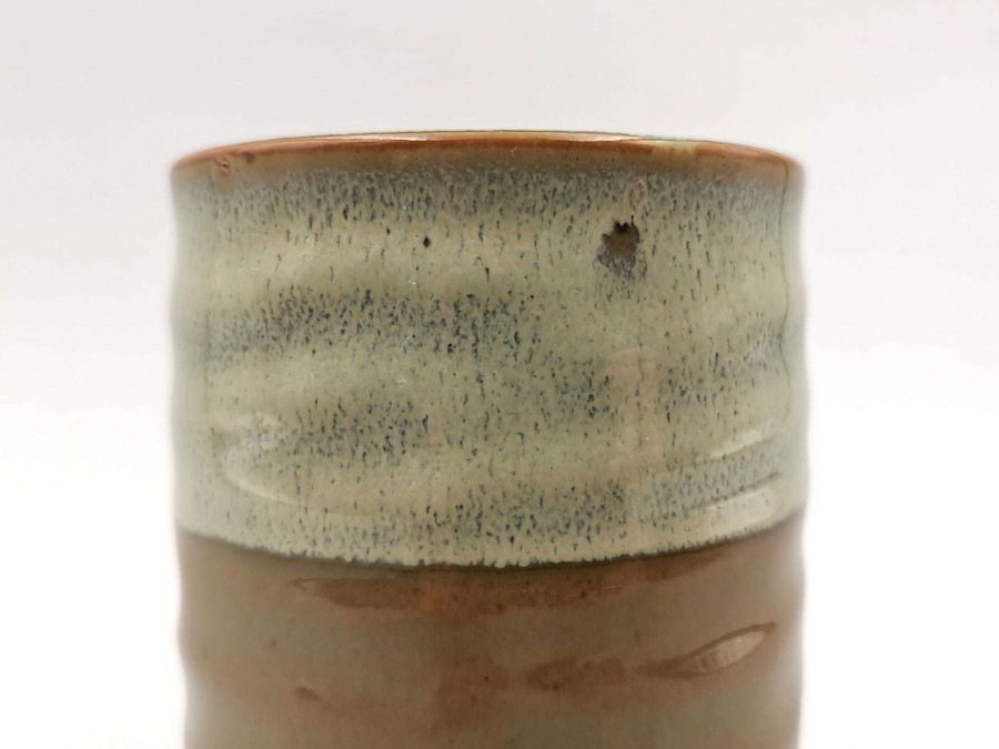 Houseware * | Discount Store Mino Ware Large Sushi Yunomi Chawan Tea Cup Yomogi Green & Blue Glaze