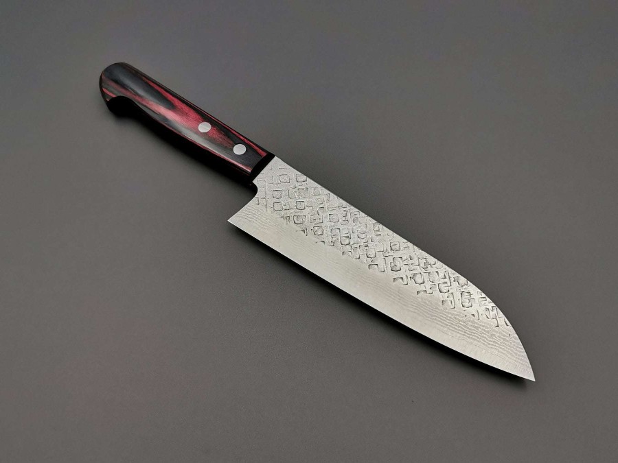 Knives * | Less Expensive Yoshimi Kato Vg10 Damascus Tsuchime Santoku