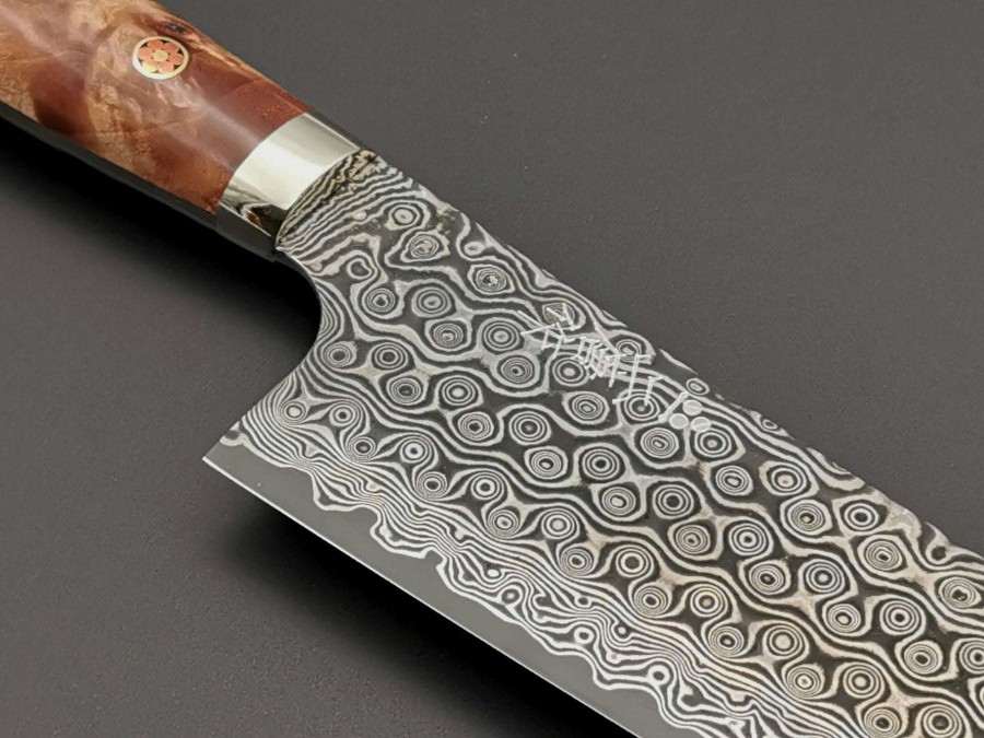 Knives * | Less Expensive Nigara Hamono Sg2 Damascus Bunka With Maplewood Handle