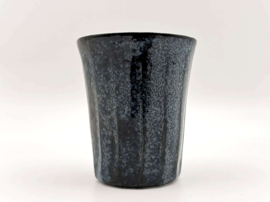 Houseware * | Best Sale Mino Ware Yunomi Chawan Long Tea Cup Navy Blue