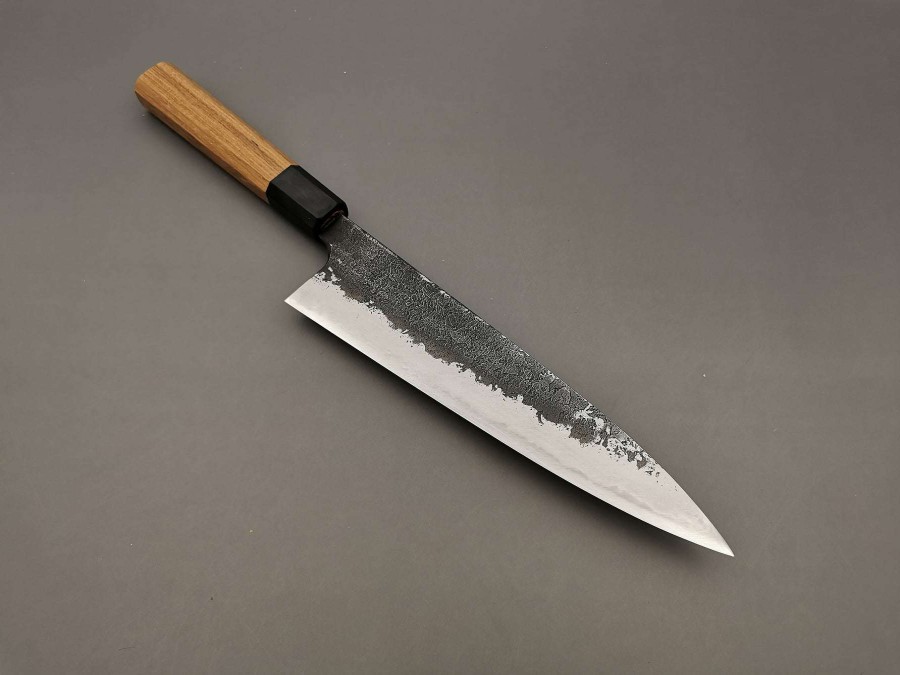 Knives * | Unique Naoki Mazaki White #2 Kurouchi Nashiji Gyuto 210Mm