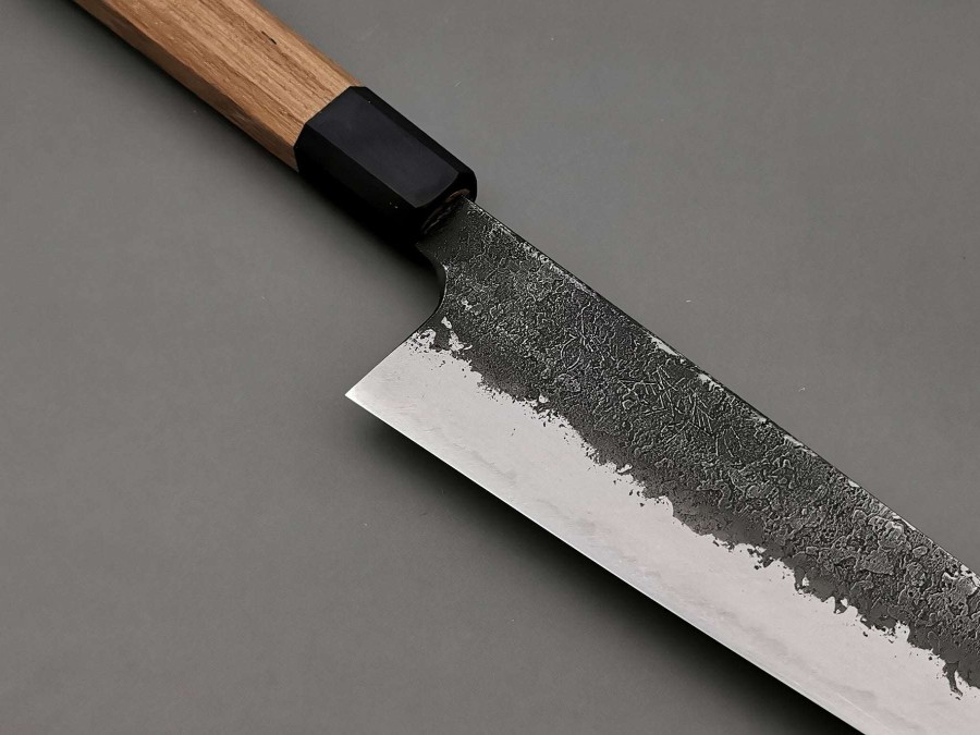 Knives * | Unique Naoki Mazaki White #2 Kurouchi Nashiji Gyuto 210Mm