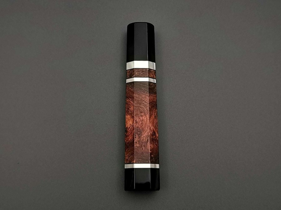 Accessories * | Closeout Sale Bubinga Burl With Double Black Buffalo Horn And Triple Nickel Silver Rings