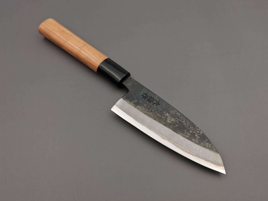 Knives * | Top Sellers Daisuke Nishida White #1 Deba Single-Edge Kurouchi 120Mm