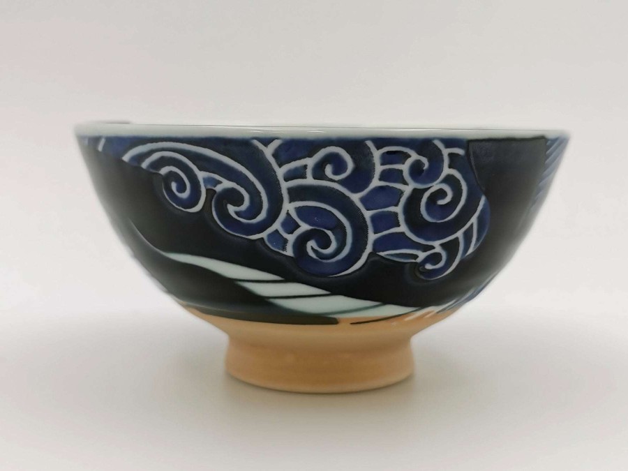 Houseware * | Discount Store Mino Ware Ceramic Rice Bowl Blue Whale