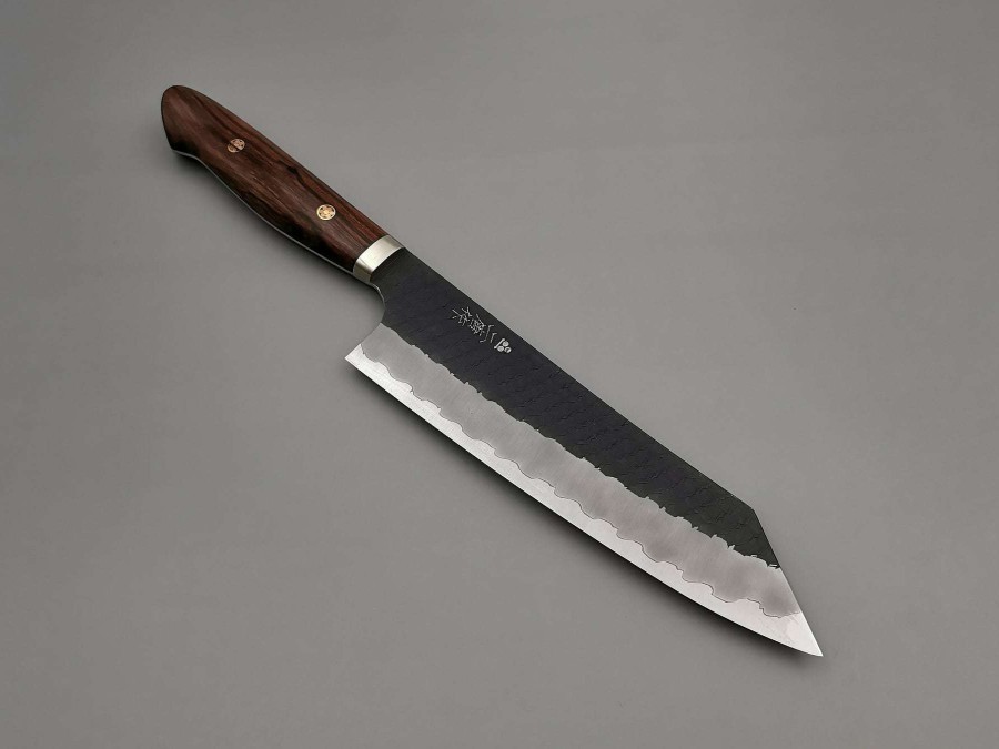 Knives * | Discount Store Nigara Hamono Sg2 Kurouchi Tsuchime Kiritsuke Gyuto 210Mm With Ironwood Handle