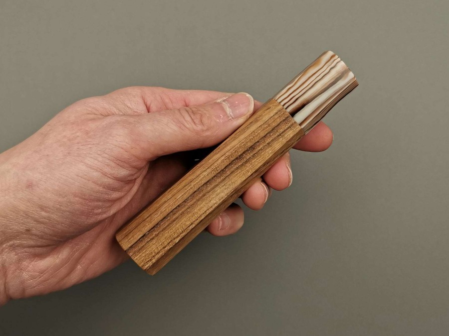 Accessories * | Sale Online Octagonal Teak Handle With Striped Resin Bolster