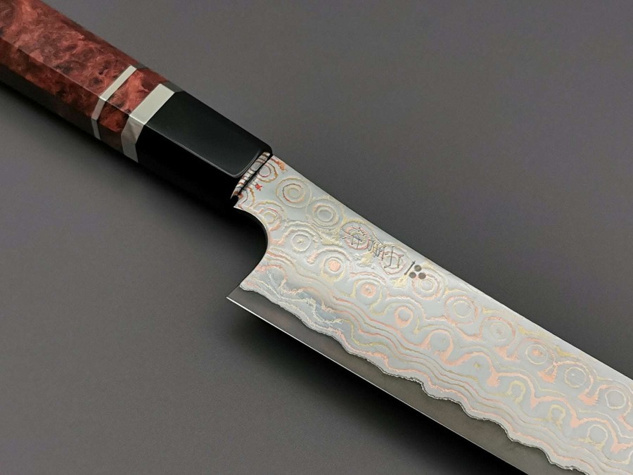 Knives * | Best Sale Nigara Hamono Rainbow Damascus Sakimaru Sujihiki 270Mm