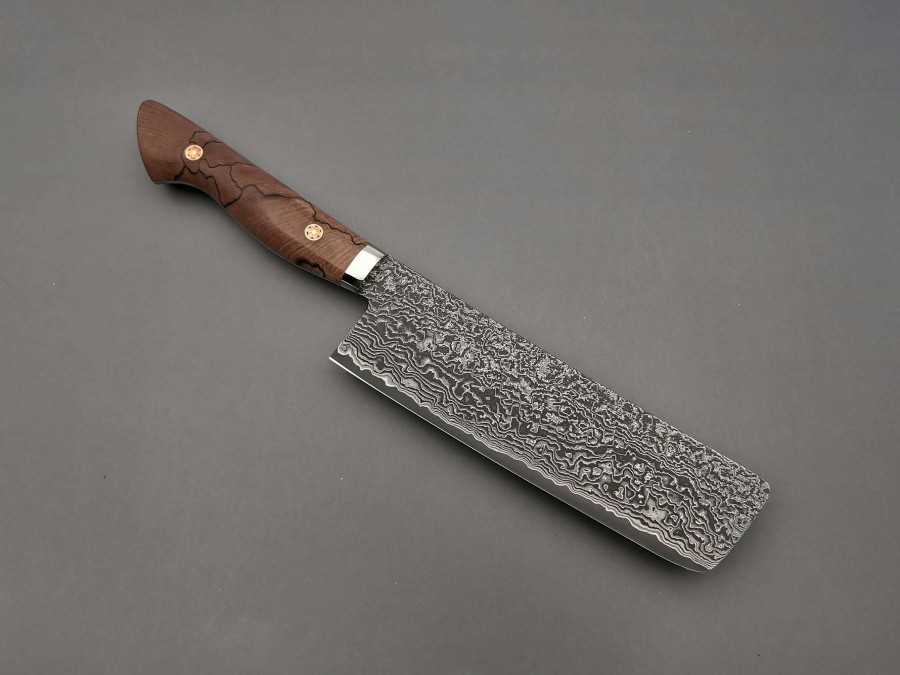 Knives * | Lower Prices Shigeki Tanaka R2 Damascus Nakiri With Stabilised Maplewood Handle