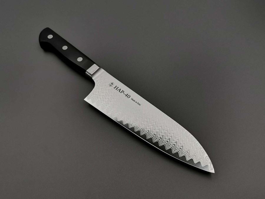 Knives * | Online Store Hatsukokoro Hayabusa Hap40 Damascus Santoku