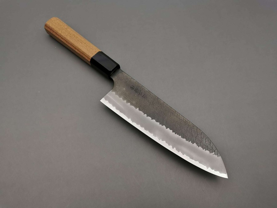 Knives * | Low Price Nigara Hamono Sg2 Kurouchi Tsuchime Santoku