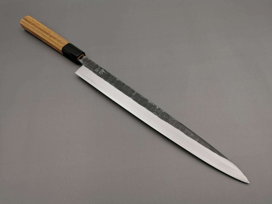 Knives * | Top Selling Hatsukokoro Blue#2 Kurouchi Single Bevel Yanagiba 300Mm