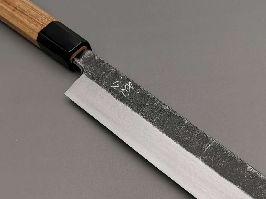 Knives * | Top Selling Hatsukokoro Blue#2 Kurouchi Single Bevel Yanagiba 300Mm