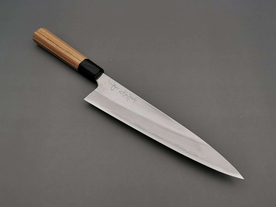 Knives * | Discount Store Naoki Mazaki White #2 Migaki Nashiji Gyuto 240Mm