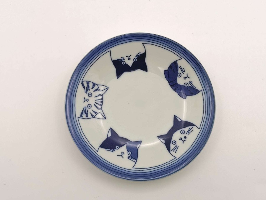 Houseware * | Closeout Sale Mino Ware Five Cats Plate / Bowl