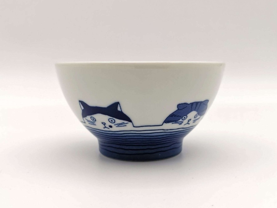 Houseware * | Best Price Mino Ware Ceramic Rice Bowl Five Cats